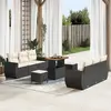 Image de vidaXL Ensemble de canapé de jardin avec coussin 9 pcs Noir polyrotin