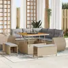 Image de vidaXL Ensemble de canapé de jardin 8 pc Beige polyrotin