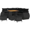 Image de vidaXL Ensemble de canapé de jardin 8 pcs Noir polyrotin, Mobilier de jardin et terrasse, ensemble de luxe, canapé en rotin, bois d acacia, résistant aux intempéries