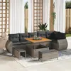 Image de vidaXL Ensemble de canapé de jardin 9 pc Gris polyrotin