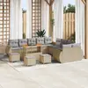 Image de vidaXL Ensemble de canapé de jardin 14 pc Beige polyrotin
