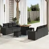 Image de vidaXL Ensemble de canapé de jardin avec coussin 9 pcs Noir Poly rotin
