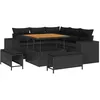 Image de vidaXL Ensemble de canapé de jardin avec coussin 8 pcs Noir polyrotin, Ensemble de salon d'extérieur, léger, moderne, résistant aux UV, idéal pour votre jardin ou terrasse