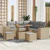Image de vidaXL Ensemble de canapé de jardin 8 pc Beige polyrotin