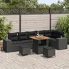Image de vidaXL Ensemble de canapé de jardin 9 pc Noir polyrotin
