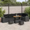 Image de vidaXL Ensemble de canapé de jardin 9 pc Noir polyrotin