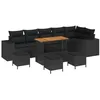 Image de vidaXL Ensemble de canapé de jardin avec coussin 10 pcs Noir polyrotin, Canapé d'extérieur modulaire, bois d'acacia léger, résistant aux UV, parfait pour le jardin et la terrasse en été