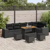 Image de vidaXL Ensemble de canapé de jardin avec coussin 10 pcs Noir polyrotin
