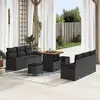 Image de vidaXL Ensemble de canapé de jardin avec coussin 9 pcs Noir polyrotin