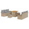 Image de vidaXL Ensemble de canapé de jardin avec coussin 9 pcs Beige polyrotin, Jardin et Terrasse, Ensemble de Mobilier de Patio Moderne, Canapé d'Extérieur Durable, Salle à Manger Modulaire