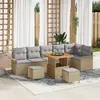 Image de vidaXL Ensemble de canapé de jardin avec coussin 9 pcs Beige polyrotin