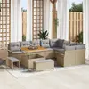Image de vidaXL Ensemble de canapé de jardin 12 pcs Beige polyrotin