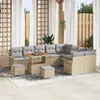 Image de vidaXL Ensemble de canapé de jardin 12 pcs Beige polyrotin