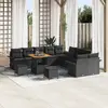 Image de vidaXL Ensemble de canapé de jardin avec coussin 13 pcs Noir polyrotin