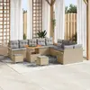 Image de vidaXL Ensemble de canapé de jardin 13 pcs Beige polyrotin