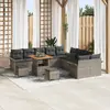 Image de vidaXL Ensemble de canapé de jardin avec coussin 13 pcs Gris polyrotin