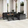 Image de vidaXL Ensemble de canapé de jardin avec coussin 14 pcs Noir polyrotin