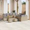 Image de vidaXL Ensemble de canapé de jardin 14 pcs Beige polyrotin