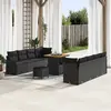 Image de vidaXL Ensemble de canapé de jardin 11 pc Noir polyrotin
