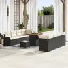 Image de vidaXL Ensemble de canapé de jardin avec coussin 11 pcs Noir polyrotin