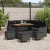 Image de vidaXL Ensemble de canapé de jardin avec coussin 9 pcs Noir polyrotin