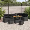 Image de vidaXL Ensemble de canapé de jardin avec coussin 9 pcs Noir polyrotin