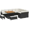 Image de vidaXL Ensemble de sofa de jardin 12 pièces avec coussins en poly rotin noir et en acacia.