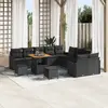 Image de vidaXL Ensemble de canapé de jardin avec coussin 13 pcs Noir polyrotin