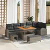 Image de vidaXL Ensemble de canapé de jardin 9 pc Gris polyrotin