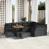 Image de vidaXL Ensemble de canapé de jardin avec coussin 12 pcs Noir polyrotin
