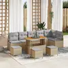 Image de vidaXL Ensemble de canapé de jardin 10 pcs Beige Poly rotin