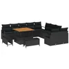 Image de Ensemble de canapé de jardin 13 pièces avec coussins noir poly rattan acacia