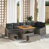 Image de vidaXL Ensemble de canapé de jardin avec coussin 9 pcs Gris polyrotin