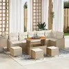 Image de vidaXL Ensemble de canapé de jardin 10 pcs Beige polyrotin