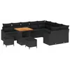 Image de vidaXL Canapé de jardin 12 pièces, coussins en poly rotin noir et acacia