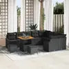 Image de vidaXL Ensemble de canapé de jardin avec coussin 12 pcs Noir polyrotin