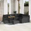 Image de vidaXL Ensemble de canapé de jardin 12 pc Noir polyrotin