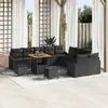 Image de vidaXL Ensemble de canapé de jardin avec coussin 13 pcs Noir polyrotin