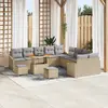 Image de vidaXL Ensemble de canapé de jardin 13 pcs Beige polyrotin