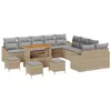 Image de vidaXL Ensemble de canapé de jardin 14 pcs Beige polyrotin, Ensemble de canapé d'extérieur, rectangulaire, modulaire, pieds réglables, mobilier de jardin durable, salon de patio, sièges de terrasse