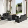 Image de vidaXL Ensemble de canapé de jardin avec coussin 9 pcs Noir polyrotin