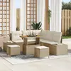 Image de vidaXL Ensemble de canapé de jardin 8 pc Beige polyrotin