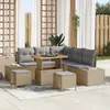 Image de vidaXL Ensemble de canapé de jardin 8 pc Beige polyrotin