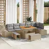 Image de vidaXL Ensemble de canapé de jardin avec coussin 9 pcs Beige polyrotin