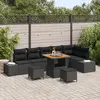 Image de vidaXL Ensemble de canapé de jardin avec coussin 9 pcs Noir polyrotin
