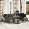 Image de vidaXL Ensemble de canapé de jardin avec coussin 9 pcs Gris polyrotin