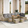 Image de vidaXL Ensemble de canapé de jardin 10 pc Beige polyrotin