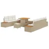 Image de Ensemble de Canapé de Jardin 10 Pièces avec Coussins Beige Rattan