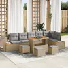 Image de vidaXL Ensemble de canapé de jardin 10 pcs Beige polyrotin