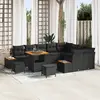 Image de vidaXL Ensemble de canapé de jardin 12 pc Noir polyrotin